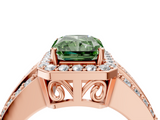 Rose gold Fancy Green Radiant -Cut Halo Diamond Ring with Split Shank and Four-Prong Setting_109