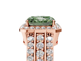 Rose gold Fancy Green Radiant -Cut Halo Diamond Ring with Split Shank and Four-Prong Setting_110