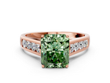 Rose gold Fancy Green Radiant  Brilliant Channel-Set Solitaire Ring with Four-Prong Setting_20