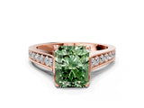 Rose gold Fancy Green Radiant  Brilliant Cut Diamond Engagement Ring with Pavé Band and Four-Prong Setting_49