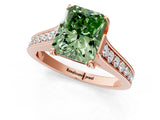 Rose gold Fancy Green Radiant  Brilliant Cut Diamond Engagement Ring with Pavé Band and Four-Prong Setting_50
