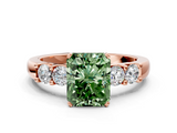 Rose gold Fancy Green Radiant  Brilliant Cut Diamond Five-Stone Prong Set Engagement Ring with Channel Band_3