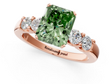 Rose gold Fancy Green Radiant  Brilliant Cut Diamond Five-Stone Prong Set Engagement Ring with Channel Band_4