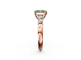 Rose gold Fancy Green Radiant  Brilliant Cut Diamond Five-Stone Prong Set Engagement Ring with Channel Band_5