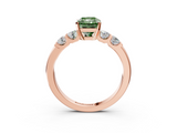 Rose gold Fancy Green Radiant  Brilliant Cut Diamond Five-Stone Prong Set Engagement Ring with Channel Band_6