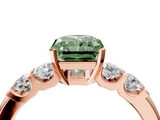 Rose gold Fancy Green Radiant  Brilliant Cut Diamond Five-Stone Prong Set Engagement Ring with Channel Band_7