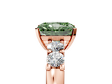 Rose gold Fancy Green Radiant  Brilliant Cut Diamond Five-Stone Prong Set Engagement Ring with Channel Band_8