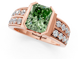 Rose gold Fancy Green Radiant  Brilliant Diamond Channel Set Wide Band Ring with Bezel Setting_21