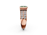 Rose gold Fancy Green Radiant  Brilliant Diamond Channel Set Wide Band Ring with Bezel Setting_22