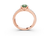 Rose gold Fancy Green Radiant  Brilliant Diamond Channel Set Wide Band Ring with Bezel Setting_23