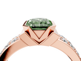 Rose gold Fancy Green Radiant  Brilliant Diamond Channel Set Wide Band Ring with Bezel Setting_24