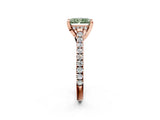 Rose gold Fancy Green Radiant  Brilliant Diamond Solitaire with Pavé Band and Four-Prong Setting 3