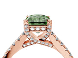 Rose gold Fancy Green Radiant  Brilliant Diamond Solitaire with Pavé Band and Four-Prong Setting 5