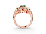 Rose gold Fancy Green Radiant  Brilliant Flower Halo Diamond Split Shank Ring_102