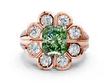 Rose gold Fancy Green Radiant  Brilliant Flower Halo Diamond Split Shank Ring_99