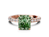 Rose gold Fancy Green Radiant  Brilliant Pavé Band Solitaire with Four-Prong Setting_57