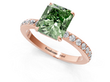 Rose gold Fancy Green Radiant  Brilliant Pavé Band Solitaire with Four-Prong Setting_58