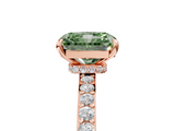 Rose gold Fancy Green Radiant  Brilliant Pavé Band Solitaire with Four-Prong Setting_62