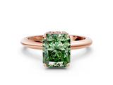 Rose gold Fancy Green Radiant  Brilliant Solitaire Engagement Ring with Six-Prong Setting and Classic Band_20