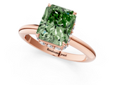 Rose gold Fancy Green Radiant  Brilliant Solitaire Engagement Ring with Six-Prong Setting and Classic Band_21