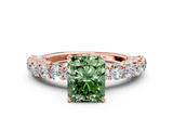 Rose gold Fancy Green Radiant  Brilliant Solitaire with Pavé Band and Four-Prong Setting_40