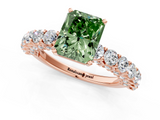 Rose gold Fancy Green Radiant  Brilliant Solitaire with Pavé Band and Four-Prong Setting_41