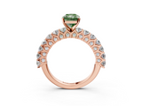 Rose gold Fancy Green Radiant  Brilliant Solitaire with Pavé Band and Four-Prong Setting_43