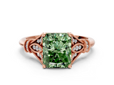 Rose gold Fancy Green Radiant  Brilliant Solitaire with Pave Band and Four-Prong Setting_20