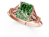 Rose gold Fancy Green Radiant  Brilliant Solitaire with Pave Band and Four-Prong Setting_21