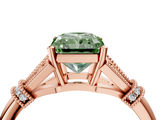 Rose gold Fancy Green Radiant  Brilliant Solitaire with Pave Band and Four-Prong Setting_24