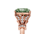 Rose gold Fancy Green Radiant  Brilliant Solitaire with Pave Band and Four-Prong Setting_25