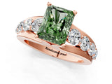 Rose gold Fancy Green Radiant  Brilliant Solitaire with Side Stones on a Pave Band and Four-Prong Setting_25