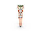 Rose gold Fancy Green Radiant  Brilliant Solitaire with Side Stones on a Pave Band and Four-Prong Setting_26