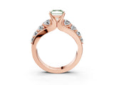 Rose gold Fancy Green Radiant  Brilliant Solitaire with Side Stones on a Pave Band and Four-Prong Setting_27