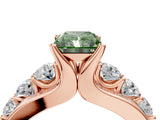 Rose gold Fancy Green Radiant  Brilliant Solitaire with Side Stones on a Pave Band and Four-Prong Setting_28