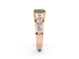 Rose gold Fancy Green Radiant  Brilliant Solitaire with Side Stones on a Pave Band and Four-Prong Setting_39
