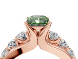 Rose gold Fancy Green Radiant  Brilliant Solitaire with Side Stones on a Pave Band and Four-Prong Setting_41