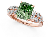 Rose gold Fancy Green Radiant  Cluster Diamond Engagement Ring with Pavé Band and Four-Prong Setting_69