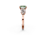 Rose gold Fancy Green Radiant  Cluster Diamond Engagement Ring with Pavé Band and Four-Prong Setting_70