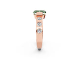 Rose gold Fancy Green Radiant Cut Brilliant Channel-Set Diamond Ring with Bezel Prong Setting_2