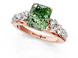 Rose gold Fancy Green Radiant Cut Brilliant Diamond Pavé Band with Six-Prong Setting_1