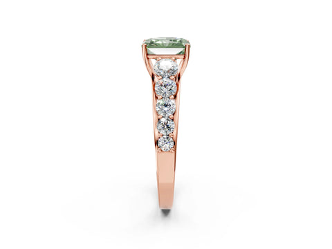 Rose gold Fancy Green Radiant Cut Brilliant Diamond Pavé Band with Six-Prong Setting_2
