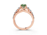 Rose gold Fancy Green Radiant Cut Brilliant Diamond Pavé Band with Six-Prong Setting_3