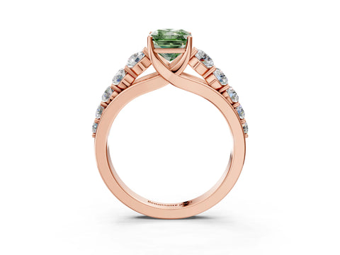 Rose gold Fancy Green Radiant Cut Brilliant Diamond Pavé Band with Six-Prong Setting_3
