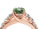 Rose gold Fancy Green Radiant Cut Brilliant Diamond Pavé Band with Six-Prong Setting_4