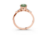 Rose gold Fancy Green Radiant Cut Brilliant Diamond Solitaire Ring with Pear Side Stones and Four-Prong Setting_6