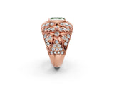 Rose gold Fancy Green Radiant Cut Brilliant Halo Pave Diamond Milgrain Ring_2