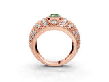 Rose gold Fancy Green Radiant Cut Brilliant Halo Pave Diamond Milgrain Ring_3