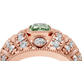 Rose gold Fancy Green Radiant Cut Brilliant Halo Pave Diamond Milgrain Ring_4