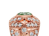 Rose gold Fancy Green Radiant Cut Brilliant Halo Pave Diamond Milgrain Ring_5
